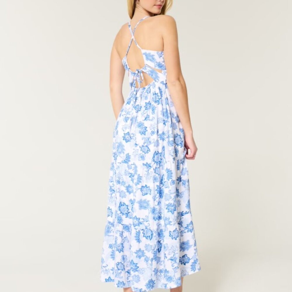 2 for $40 NWT Hollister Open Back Maxi Dress Cottagecore Floral Feminine XXL